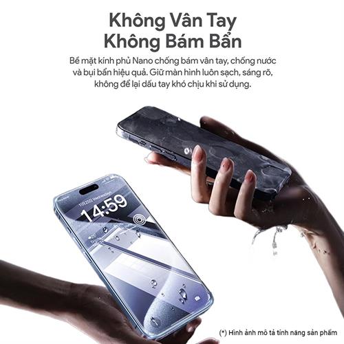 Miếng dán kính cường lực chống nhìn trộm iPhone 15 Promax DEKEY 3D Quintessence Màu Trắng