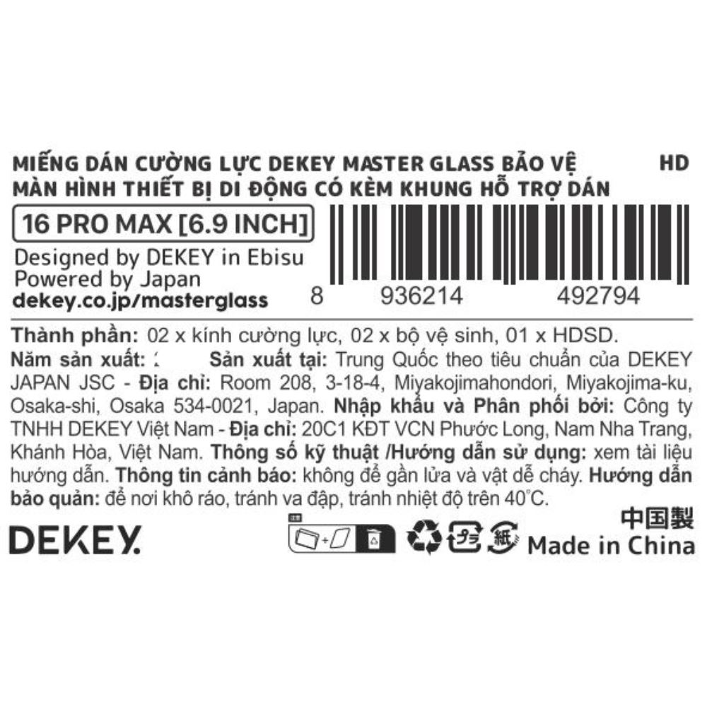 Miếng dán kính cường lực iPhone 16 Pro Max DEKEY 3D Quintessence - 16