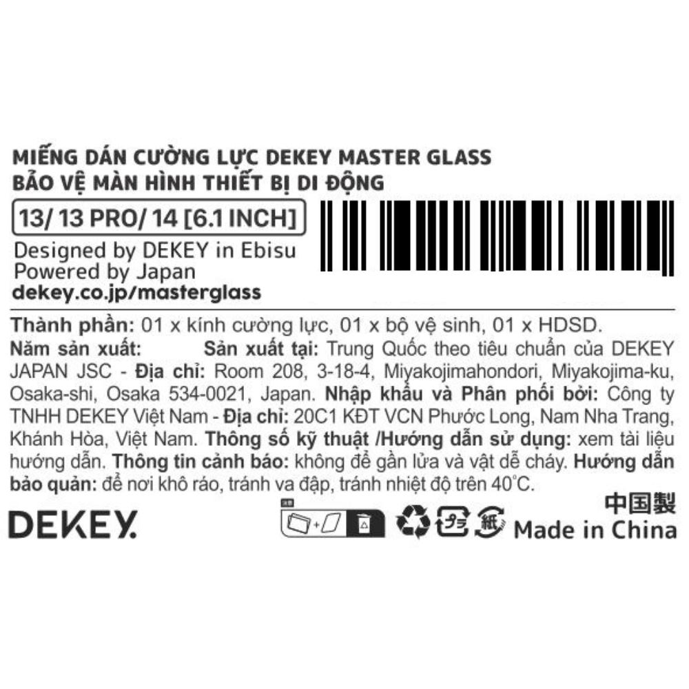 Miếng dán kính cường lực iPhone 13/13 Pro/14/16e/17e DEKEY 3D Luxury Màu Trắng