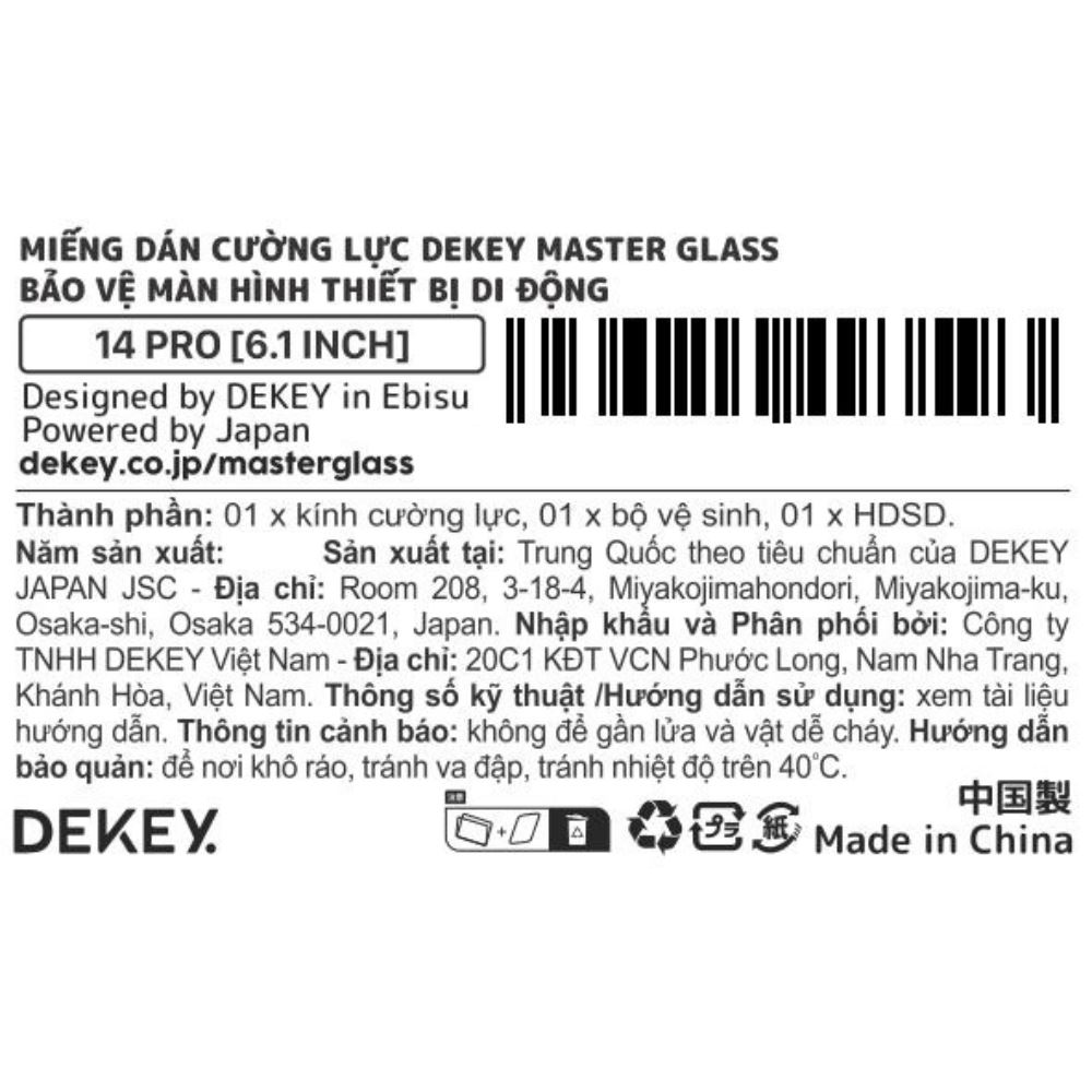 Miếng dán kính cường lực iPhone 14 Pro DEKEY 3D Luxury Màu Trắng
