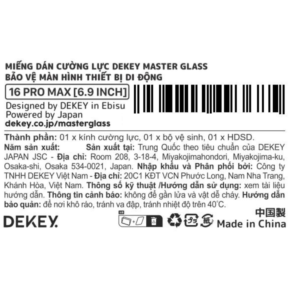 Miếng dán kính cường lực iPhone 16 Pro Max DEKEY 3D Luxury Màu Trắng