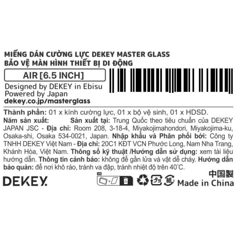 Miếng dán kính cường lực iPhone Air DEKEY 3D Luxury Màu Trắng