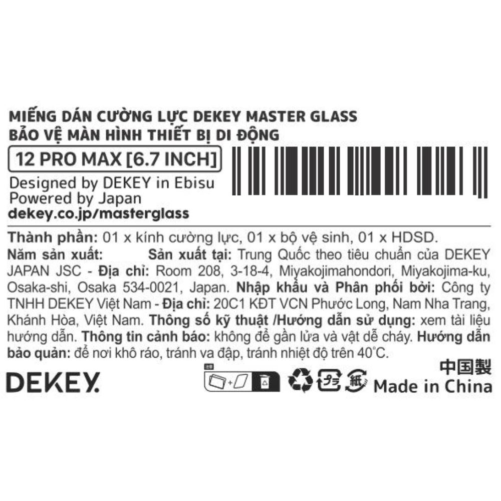 Miếng dán kính cường lực iPhone 12 Pro Max DEKEY 3D Deluxe Màu Trắng