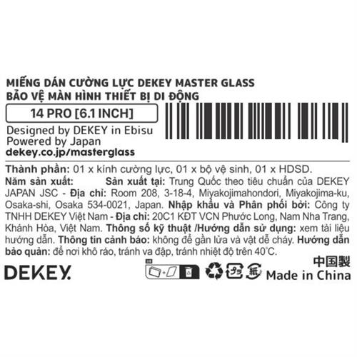 Miếng dán kính cường lực iPhone 14 Pro DEKEY 3D Deluxe Màu Trắng