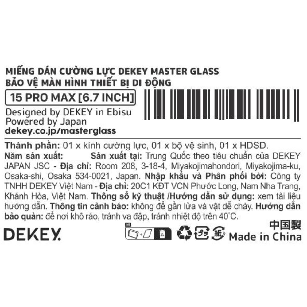 Miếng dán kính cường lực iPhone 15 Promax DEKEY 3D Deluxe Màu Trắng
