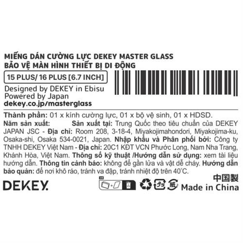 Miếng dán kính cường lực iPhone 15 Plus/16 Plus DEKEY 3D Deluxe Màu Trắng