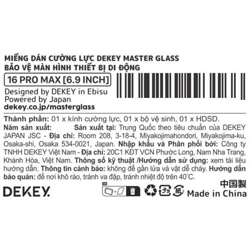 Miếng dán kính cường lực iPhone 16 Pro Max DEKEY 3D Deluxe Màu Trắng