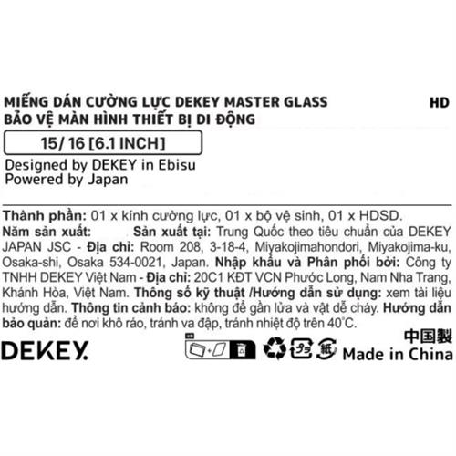 Miếng dán kính cường lực iPhone 15/16 DEKEY 3D Premium Màu Trắng