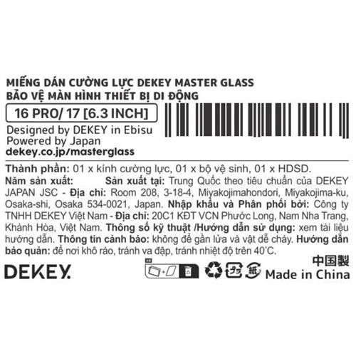 Miếng dán kính cường lực iPhone 16 Pro/17 DEKEY 3D Deluxe Màu Trắng