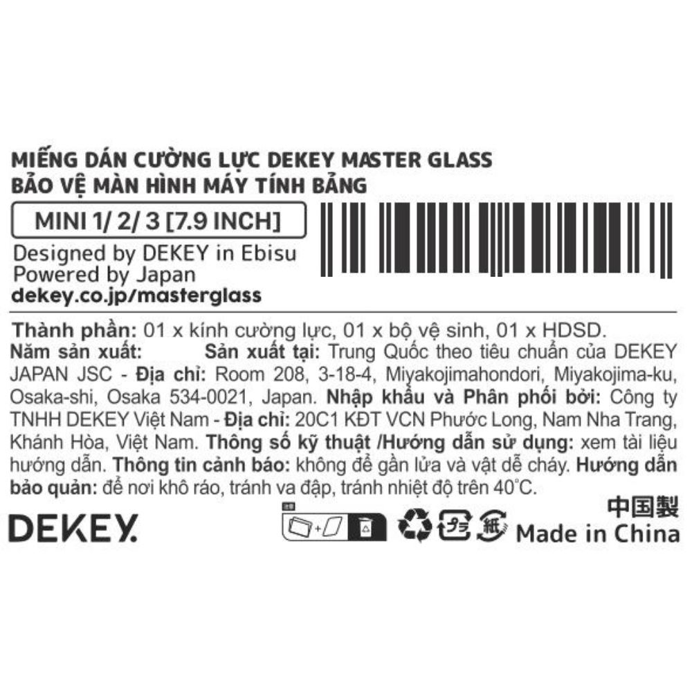Miếng dán kính cường lực iPad Mini 1/2/3 DEKEY Premium Màu Trắng