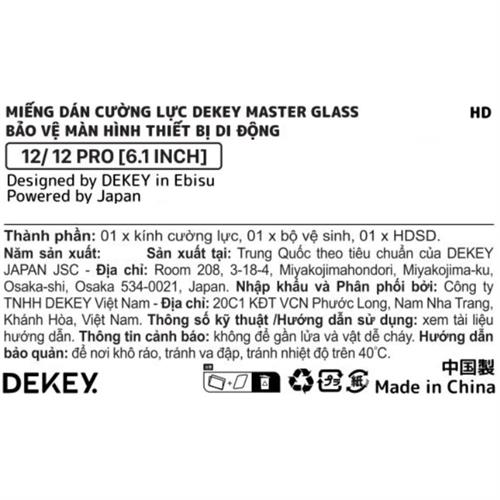 Miếng dán kính cường lực iPhone 12/12 Pro DEKEY 3D Premium Màu Trắng