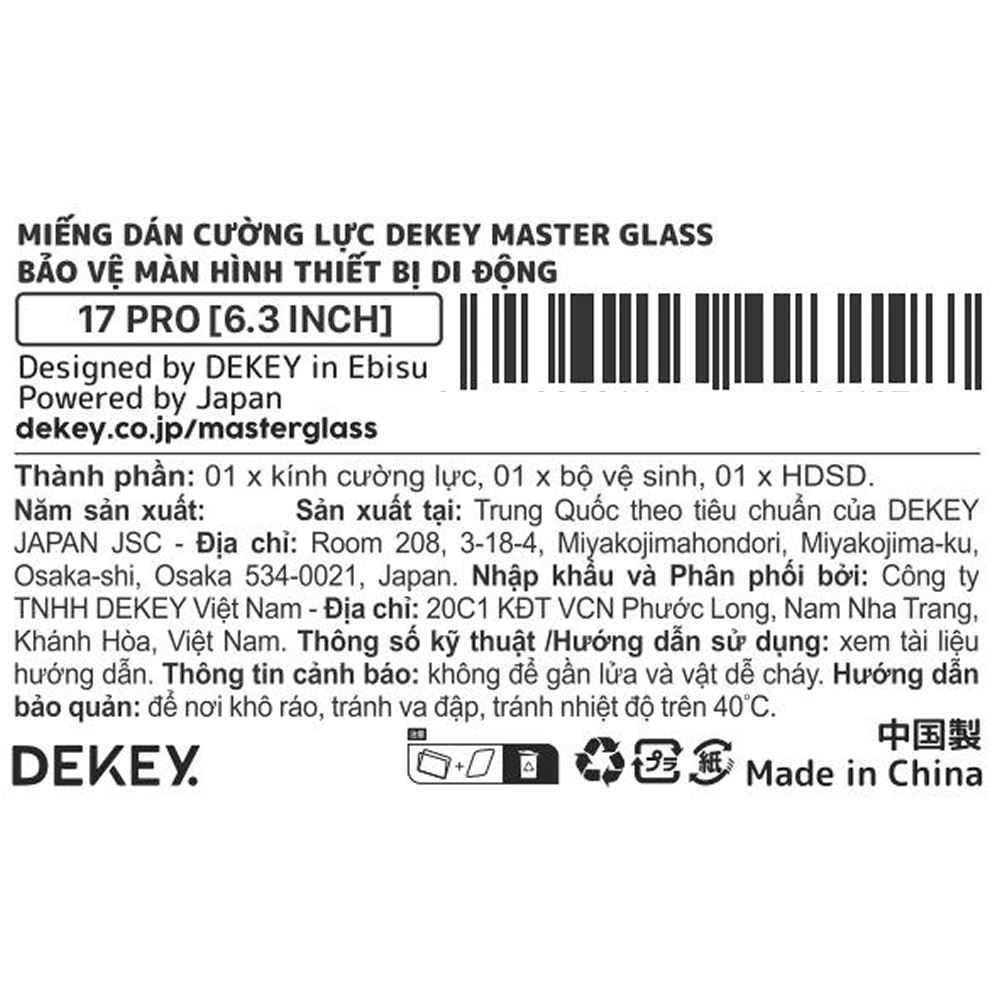 Miếng dán cường lực iPhone 18 Pro/17 Pro DEKEY 3D Deluxe Trong suốt - 14