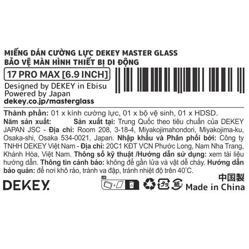 Miếng dán kính cường lực iPhone 17 Pro Max DEKEY 3D Deluxe Màu Trắng