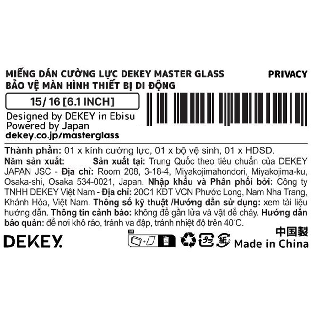 Miếng dán kính cường lực chống nhìn trộm iPhone 15/16 DEKEY 3D Premium - 2