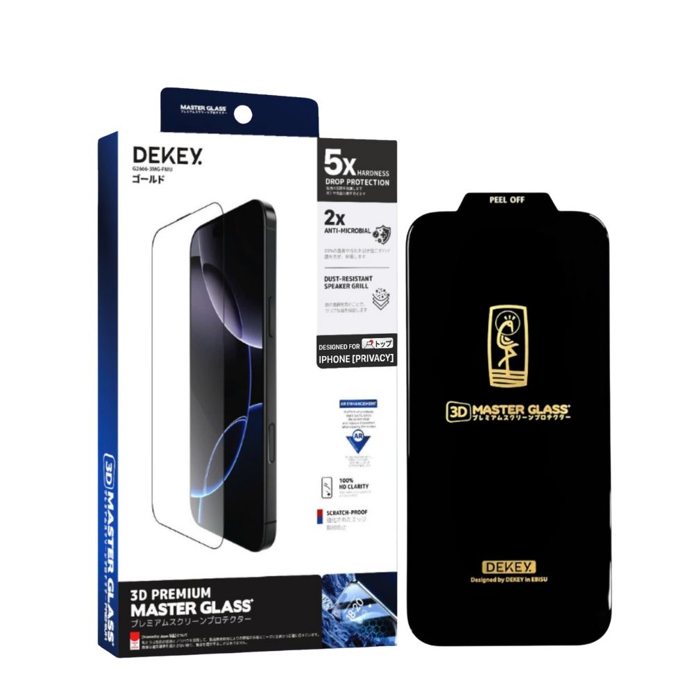 Miếng dán kính cường lực chống nhìn trộm iPhone 15 Pro Max DEKEY 3D Premium Màu Trắng