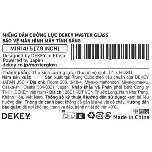 Miếng dán kính cường lực iPad Mini 4/5 DEKEY Premium Màu Trắng
