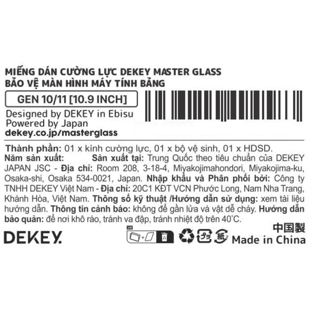 Miếng dán kính cường lực iPad Gen 10 New 10.9 inch/11 inch DEKEY Premium Màu Trắng