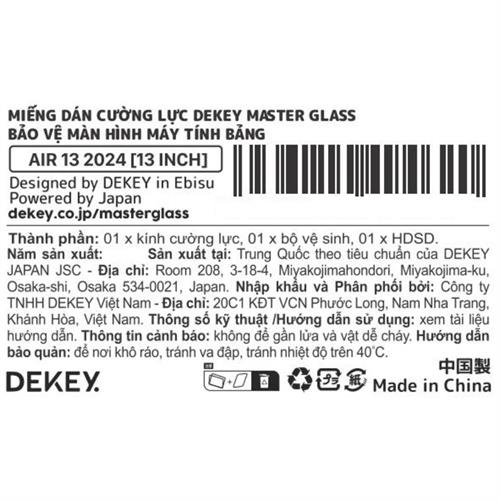 Miếng dán kính cường lực iPad Air 13 inch DEKEY Premium Màu Trắng