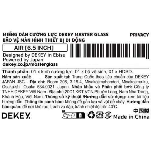 Miếng dán kính cường lực chống nhìn trộm iPhone Air DEKEY 3D Premium Màu Trắng