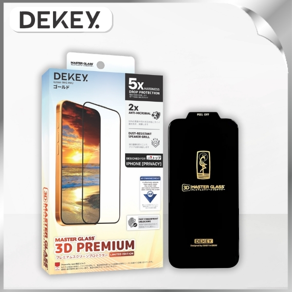 Miếng dán kính cường lực chống nhìn trộm iPhone 17 Pro Max DEKEY 3D Premium