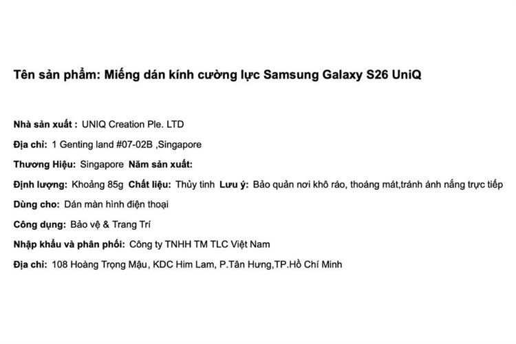 Miếng dán kính cường lực Samsung Galaxy S26 UNIQ Màu Trắng
