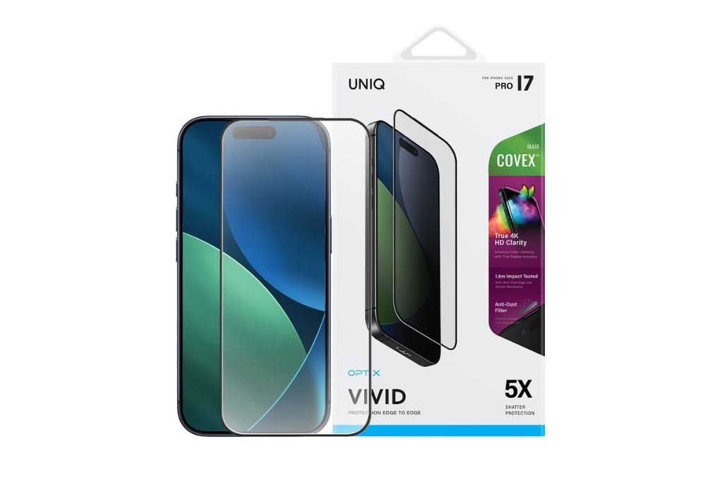 Miếng dán kính cường lực có viền iPhone 17 Pro UniQ Màu Trắng