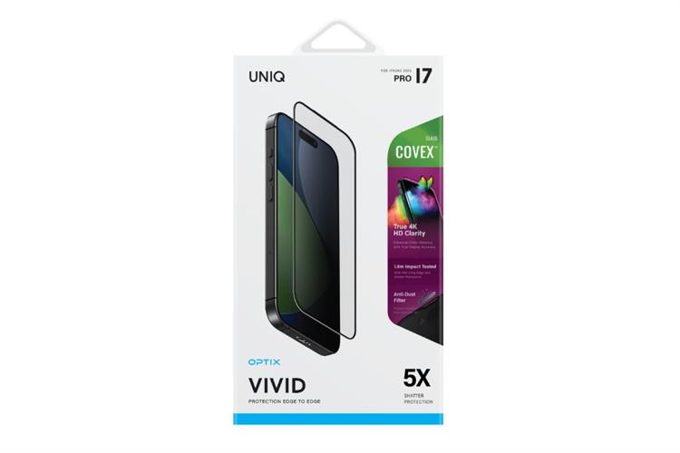 Miếng dán iPhone 17 Pro kính cường lực có viền UniQ Màu Trắng