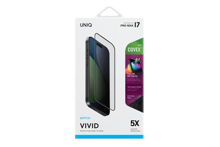 Miếng dán iPhone 17 Pro Max kính cường lực có viền UniQ Màu Trắng