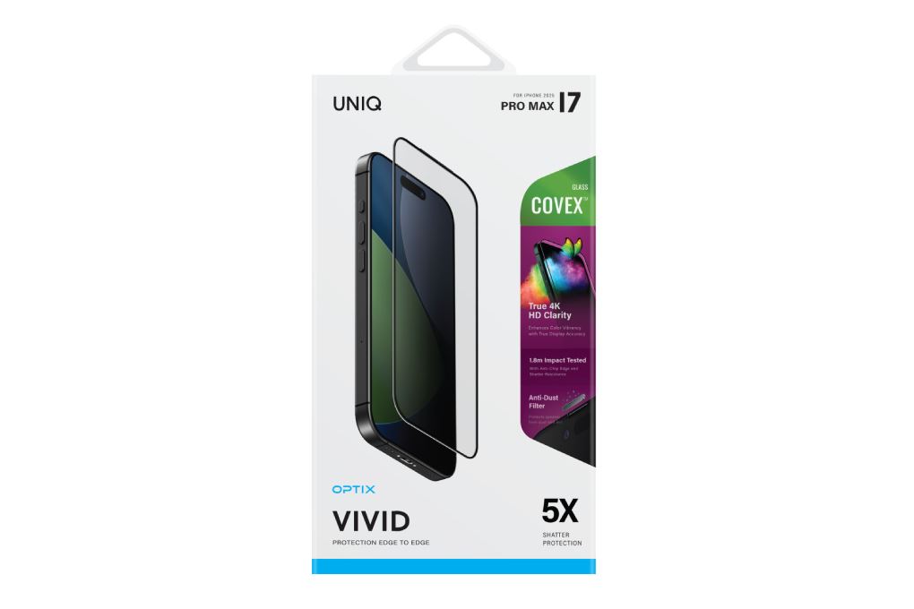 Miếng dán kính cường lực có viền iPhone 17 Pro Max UniQ Màu Trắng