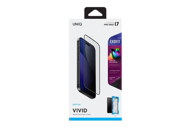 Miếng dán iPhone 17 Pro Max kính cường lực kèm khung hỗ trợ dán UniQ Màu Trắng