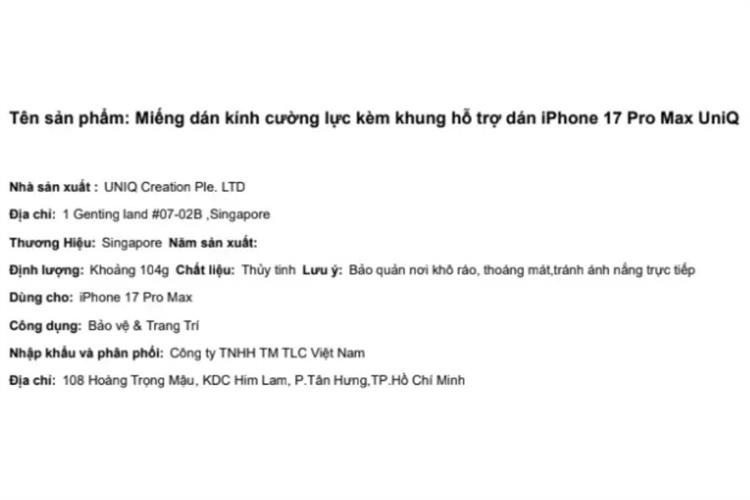 Miếng dán iPhone 17 Pro Max kính cường lực kèm khung hỗ trợ dán UniQ Màu Trắng