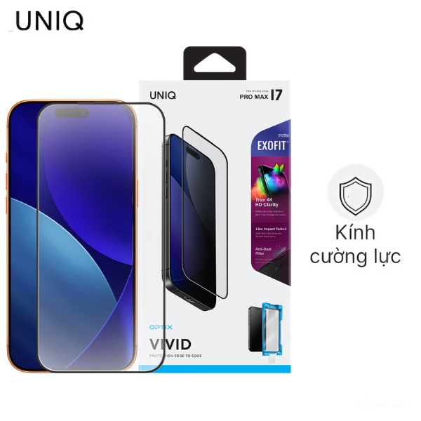 Miếng dán iPhone 17 Pro Max kèm khung hỗ trợ dán UniQ