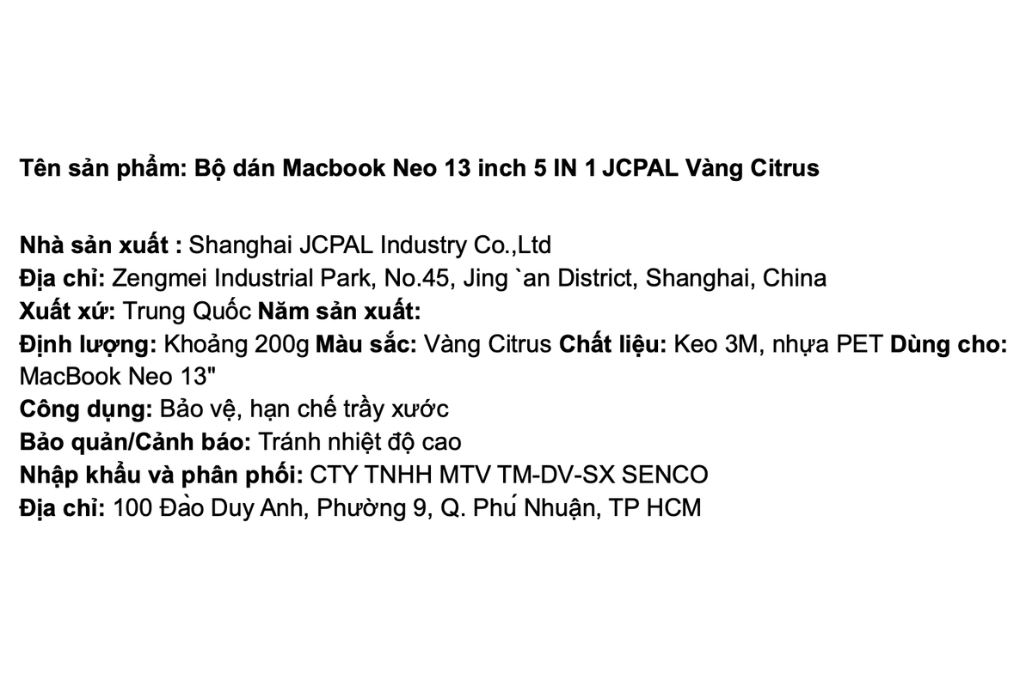Bộ dán Macbook Neo 13 inch 5 IN 1 JCPAL - 7