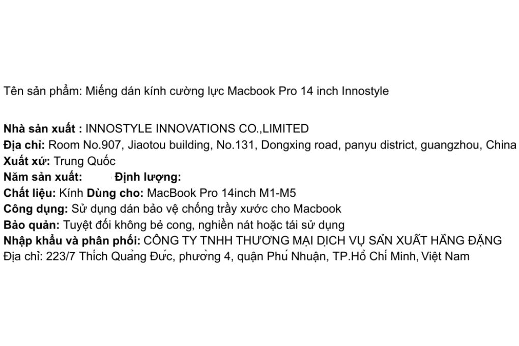 Miếng dán kính Macbook Pro 14 inch cường lực Innostyle - 3