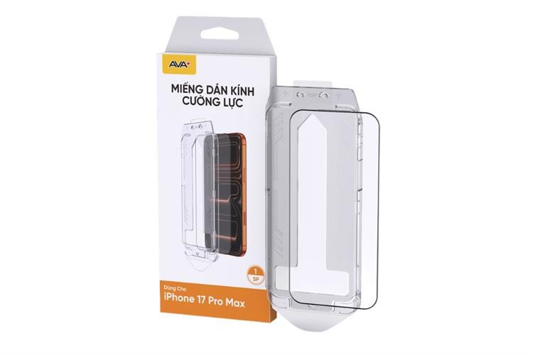 Miếng dán kính iPhone 17 Pro Max cường lực kèm khung JC AVA+ Màu Trắng