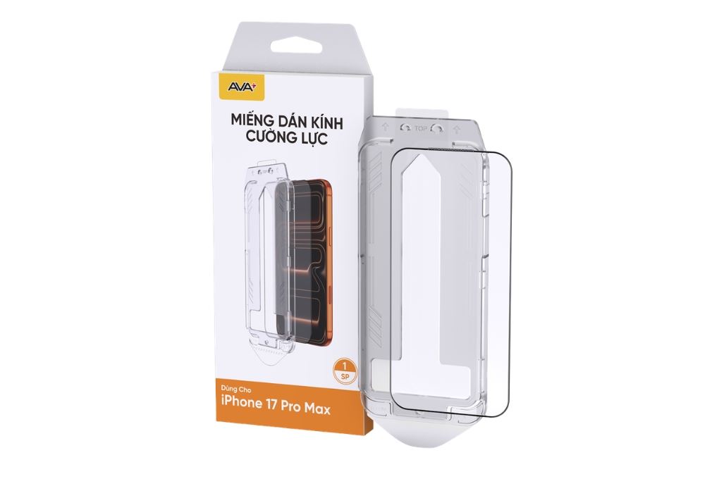 Miếng dán kính cường lực iPhone 17 Pro Max kèm khung JC AVA+ Màu Trắng