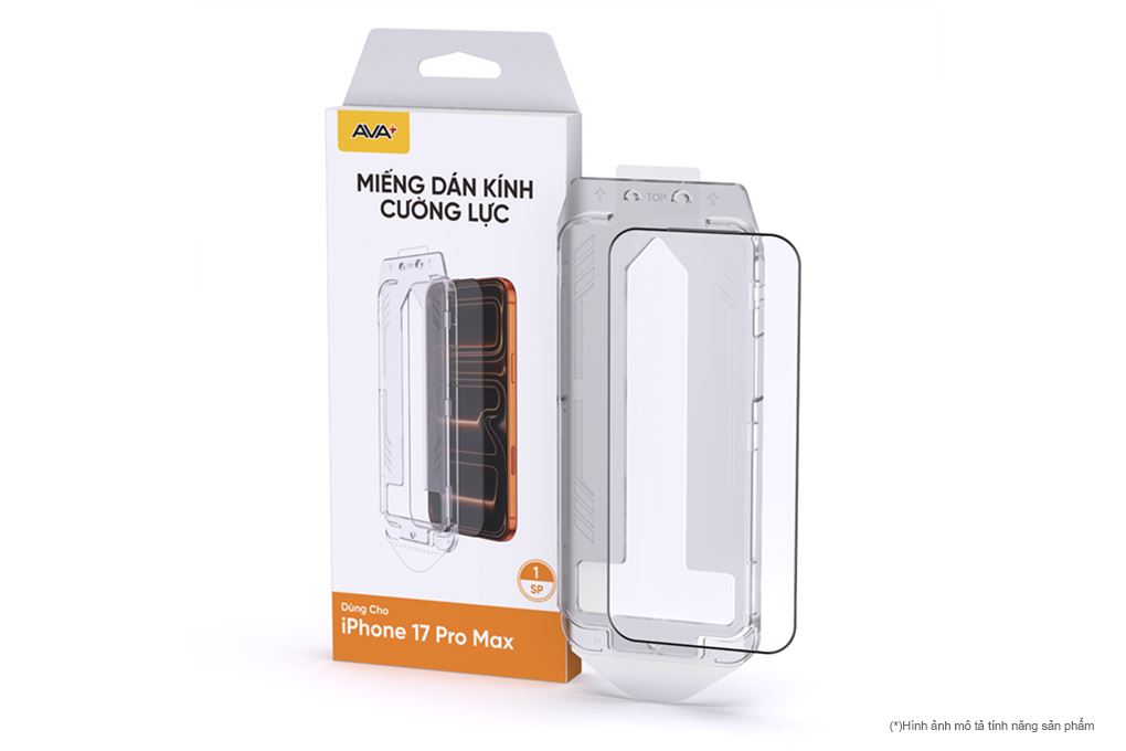 Miếng dán kính cường lực iPhone 17 Pro Max kèm khung JC AVA+ Màu Trắng