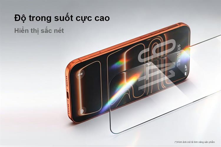 Miếng dán kính iPhone 17 Pro Max cường lực kèm khung JC AVA+ Màu Trắng