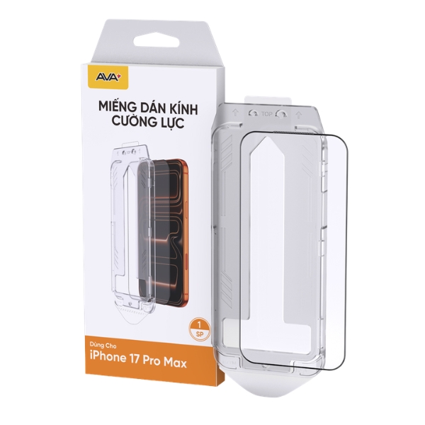 Miếng dán kính iPhone 17 Pro Max cường lực kèm khung JC AVA 