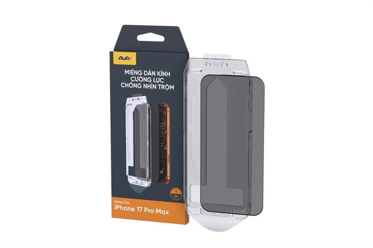 Miếng dán kính iPhone 17 Pro Max cường lực chống nhìn trộm kèm khung JC AVA+ Màu Trắng