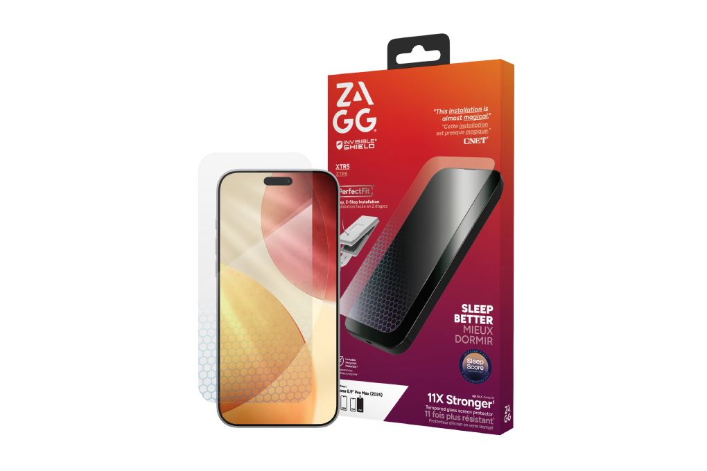 Miếng dán kính cường lực iPhone 17 Pro Max không viền kèm khung ZAGG InvisibleShield XTR5 Màu Trắng
