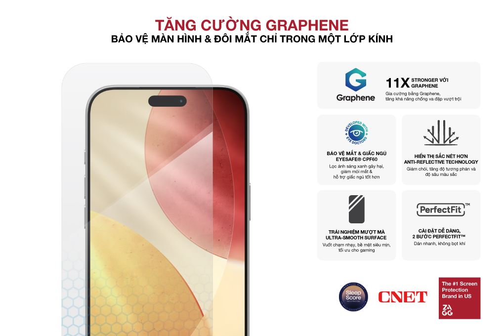 Miếng dán kính cường lực iPhone 17 Pro Max không viền kèm khung ZAGG InvisibleShield XTR5 Màu Trắng
