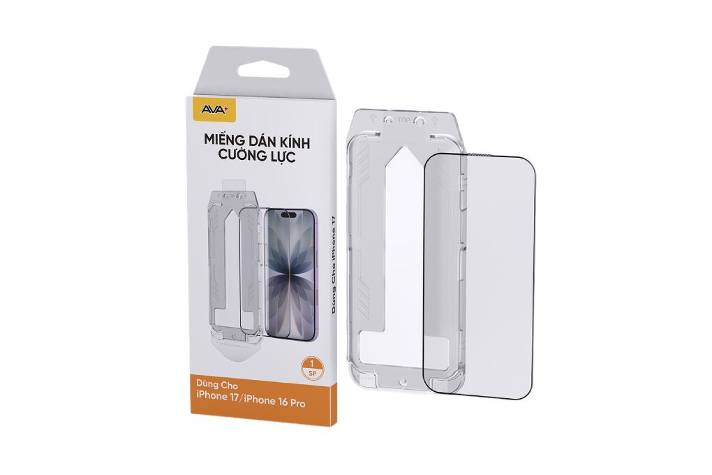 Miếng dán kính cường lực iPhone 17 kèm khung AVA+ JC Màu Trắng