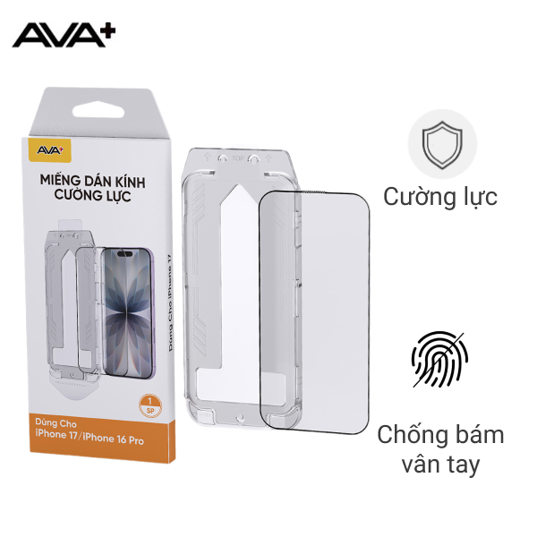 Miếng dán kính iPhone 17 cường lực kèm khung AVA  JC