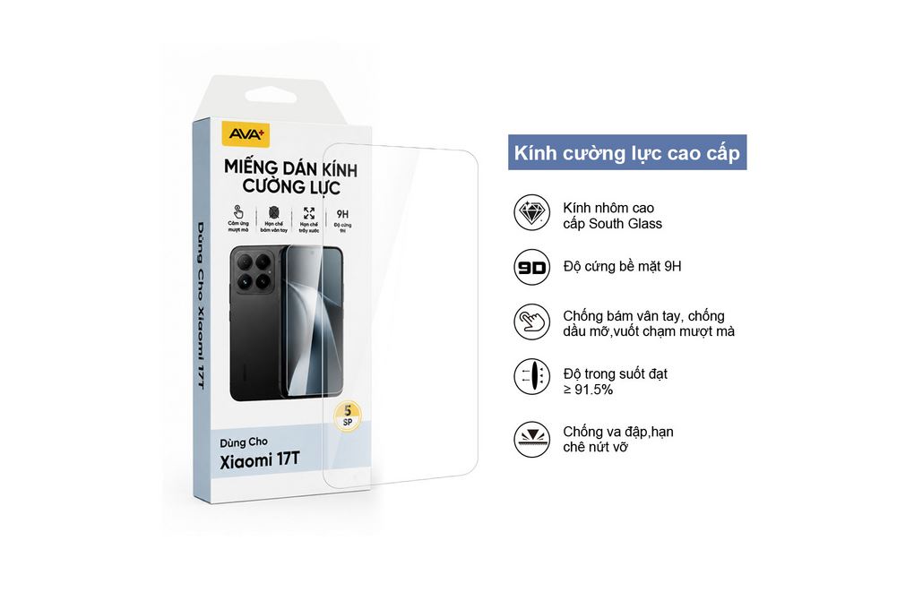 Miếng dán kính cường lực Xiaomi 17T AVA+ JC Màu Trắng