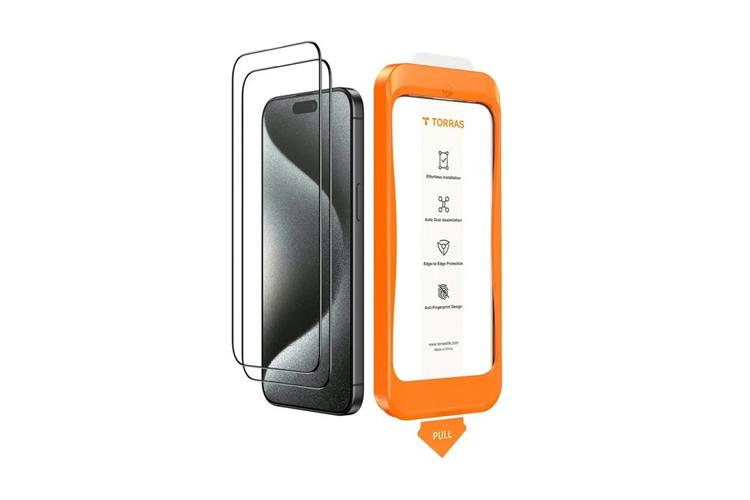Miếng dán kính cường lực iPhone 17 Pro Max TORRAS TITAN HD Tràn Viền 2 Miếng Màu Trắng