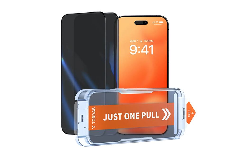 Miếng dán kính cường lực chống nhìn trộm iPhone 16 Pro TORRAS 3D Màu Đen