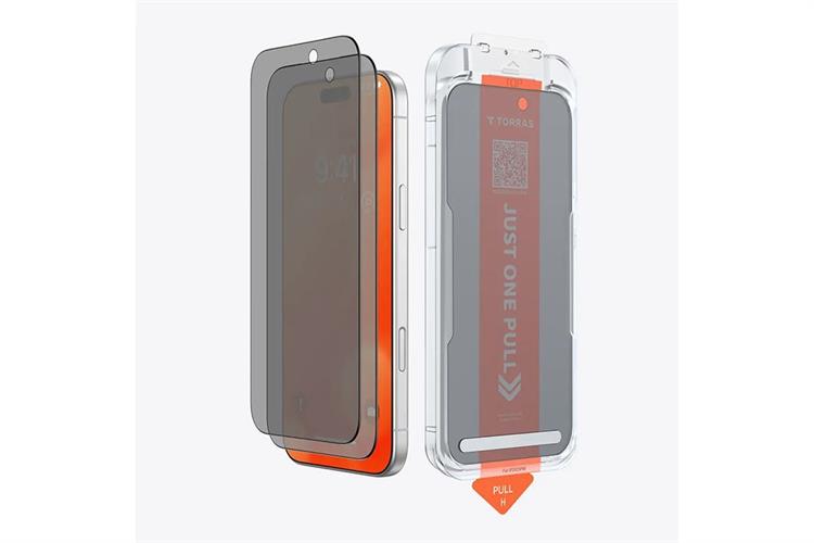 Miếng dán kính cường lực chống nhìn trộm iPhone 16 Pro Max TORRAS 3D Màu Đen