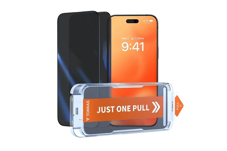 Miếng dán kính cường lực chống nhìn trộm iPhone 16 Pro Max TORRAS 3D Màu Đen