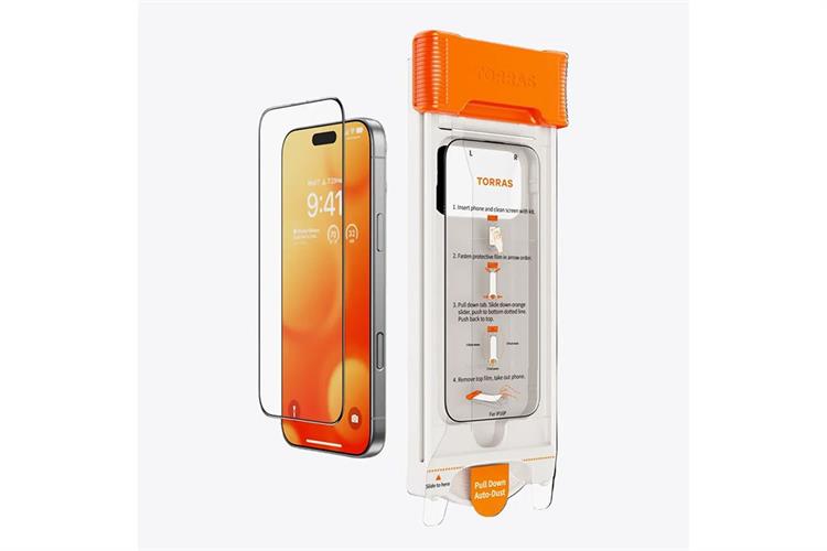 Miếng dán kính cường lực chống nhìn trộm iPhone 15 Pro Max TORRAS AR Màu Trắng